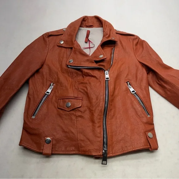 Imperial Biker Jacket Short with Zip And Pockets Leather Women’s Size Small